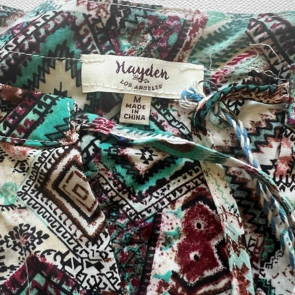 Hayden Womens Mini Dress Multicolor Patchwork V Neck Sleeveless Lace Trim Boho M - Picture 5 of 7